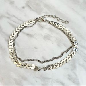 🎉 New Layered Fishbone silver plated adjustable Anklet Bracelet